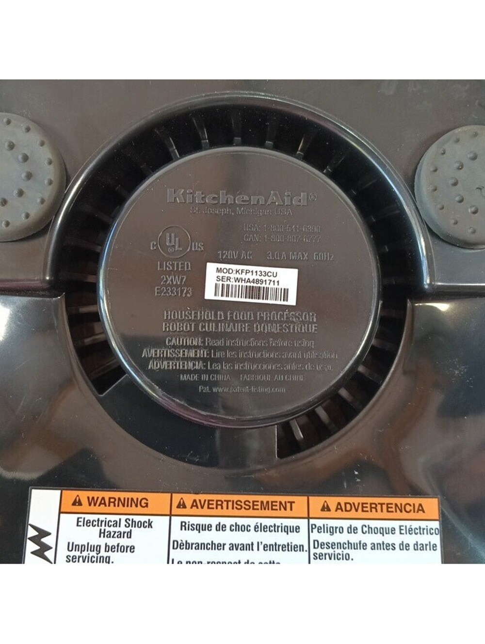 KitchenAid KFP1333CU0 Food Processor Motor Base Only Tested - Picture 7 of 7